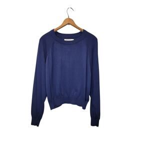 Christy Dawn Womens Navy Blue Cotton Sonny Sweatshirt Sweater Small Round Neck